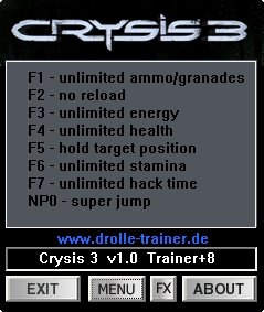 Crysis 3 трейнер +8 (чит)