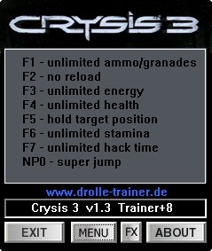 Crysis 3 трейнер +8 (чит)
