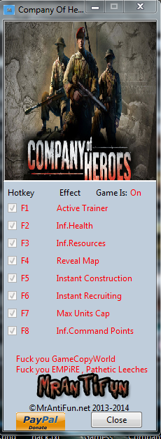 Company of Heroes трейнер +7 (чит)