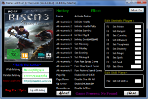 Risen 3: Titan Lords трейнер +28 (чит)
